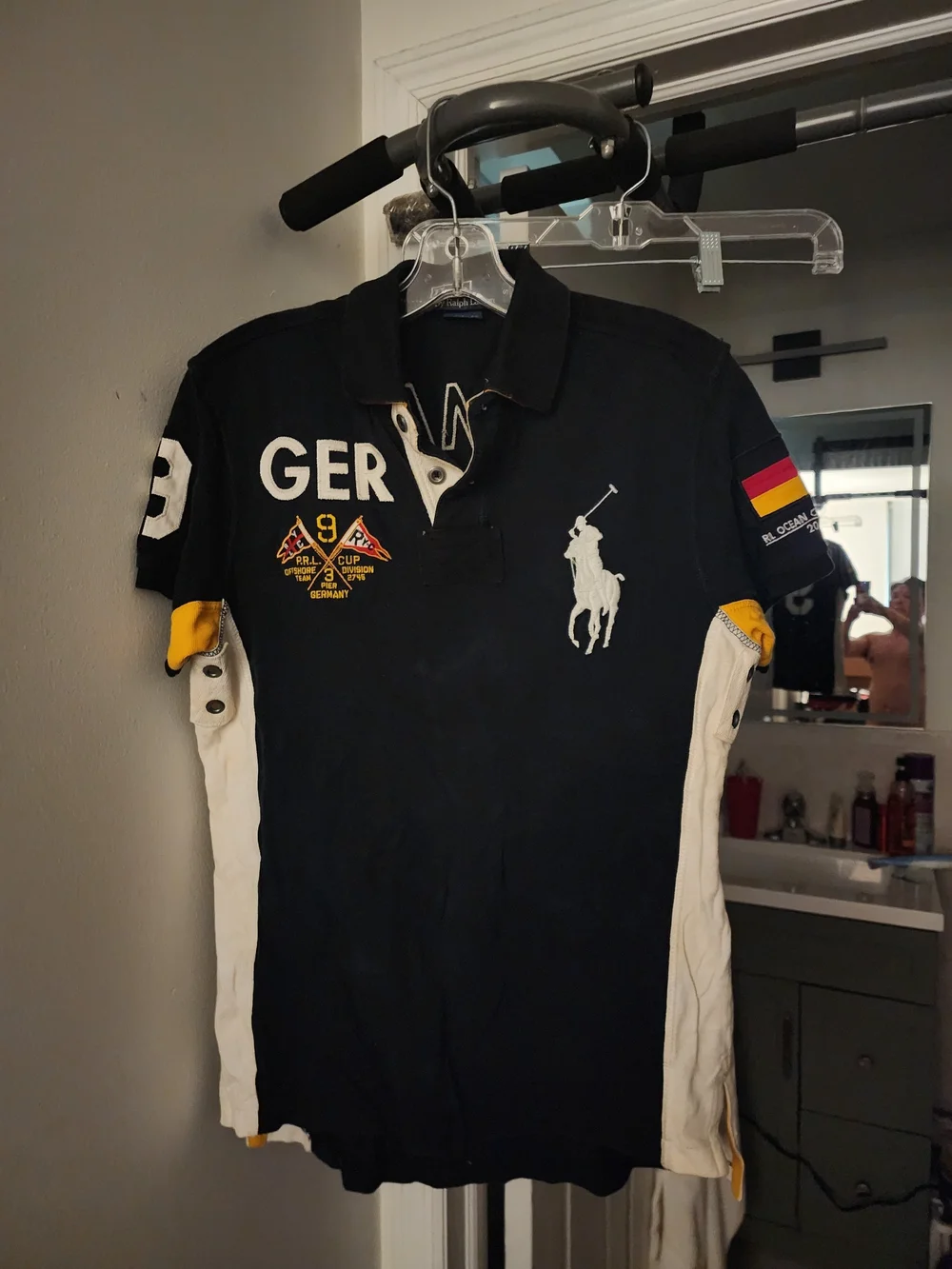 Ralph Lauren Navy and White 'Germany 9' Polo